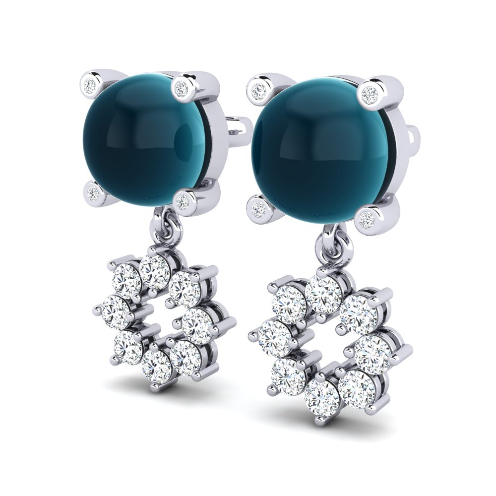 Đá Cabochon Topaz xanh London Bông tai nữ Bressal