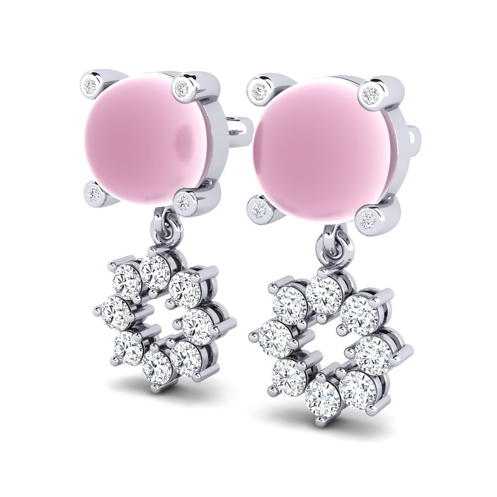 Đá Cabochon Thạch Anh Hồng Bông tai nữ Bressal