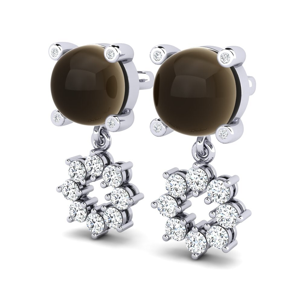 Đá Cabochon Thạch Anh Khói Bông tai nữ Bressal