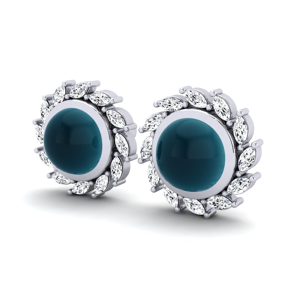Đá Cabochon Topaz xanh London Bông tai nữ Breuse