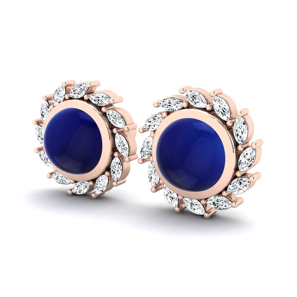 14ct Rose Gold Cabochon Sapphire Women's Earring Breuse