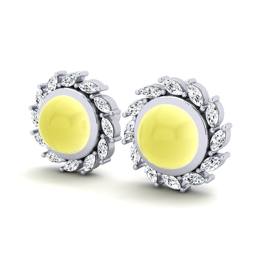 Cabochon Lemon Topaz Women's Earring Breuse