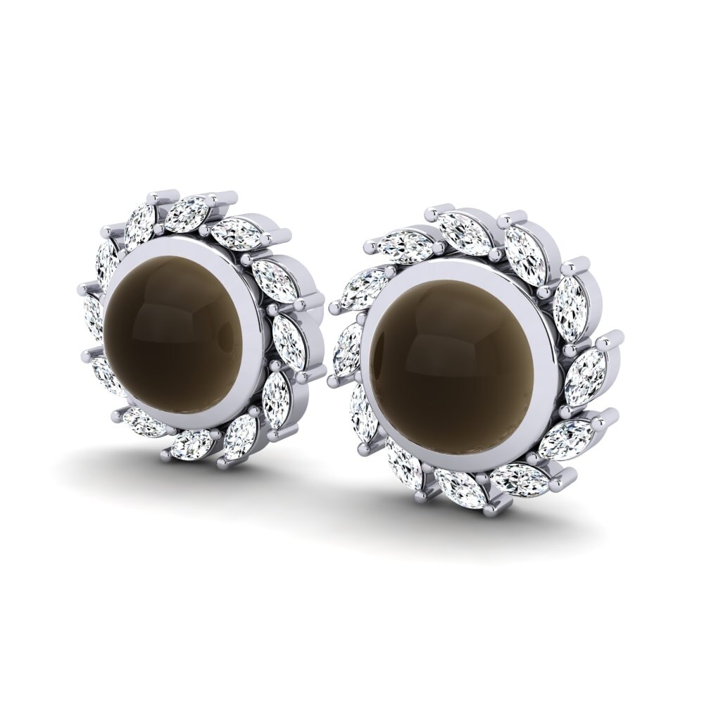 Đá Cabochon Thạch Anh Khói Bông tai nữ Breuse