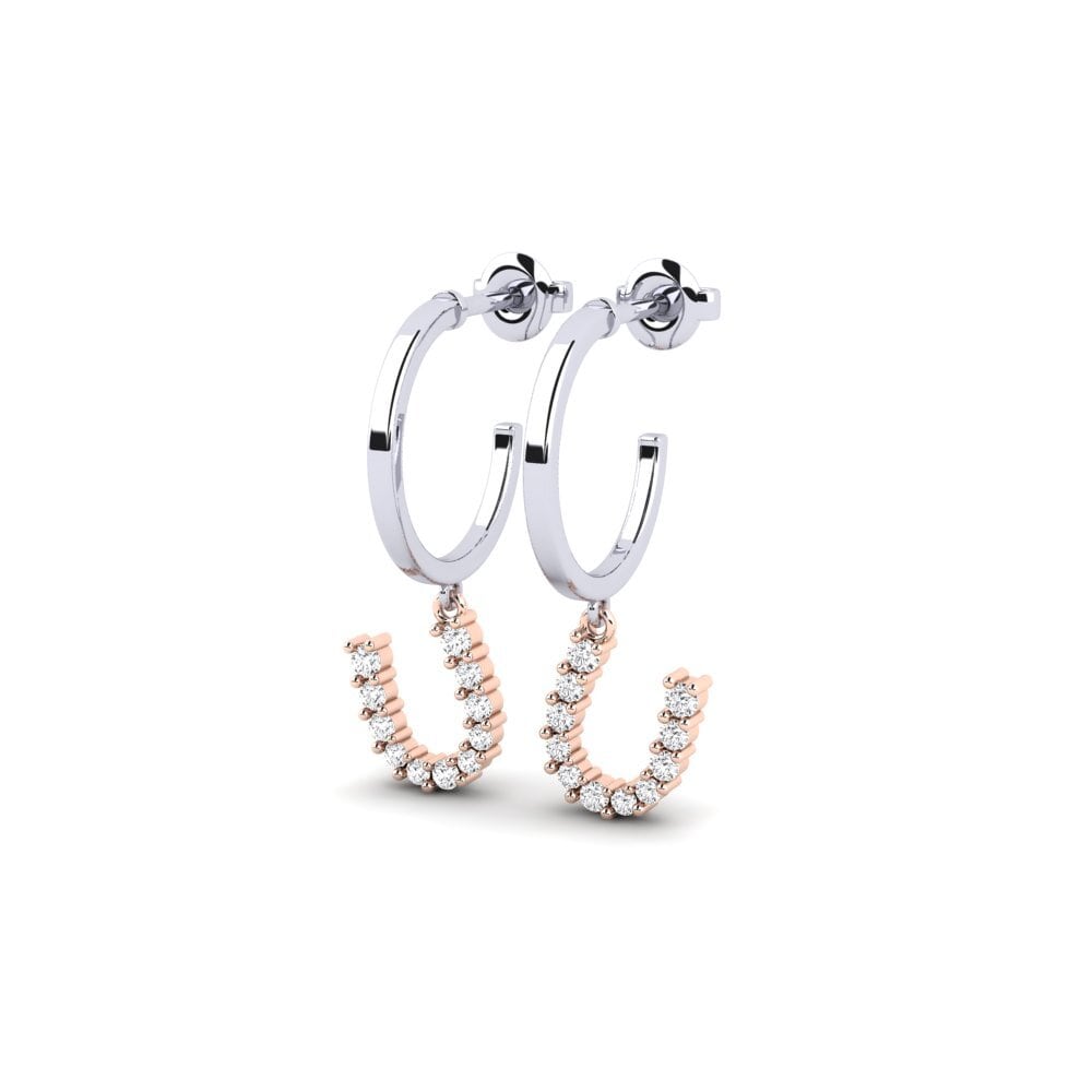 14ct White & Rose Gold Women's Earring Breytilegt