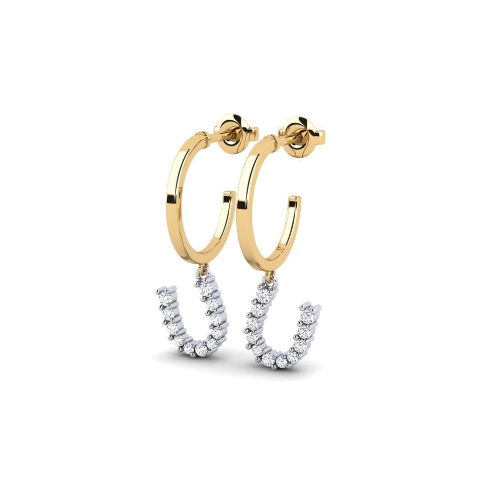 14ct Yellow & White Gold Women's Earring Breytilegt