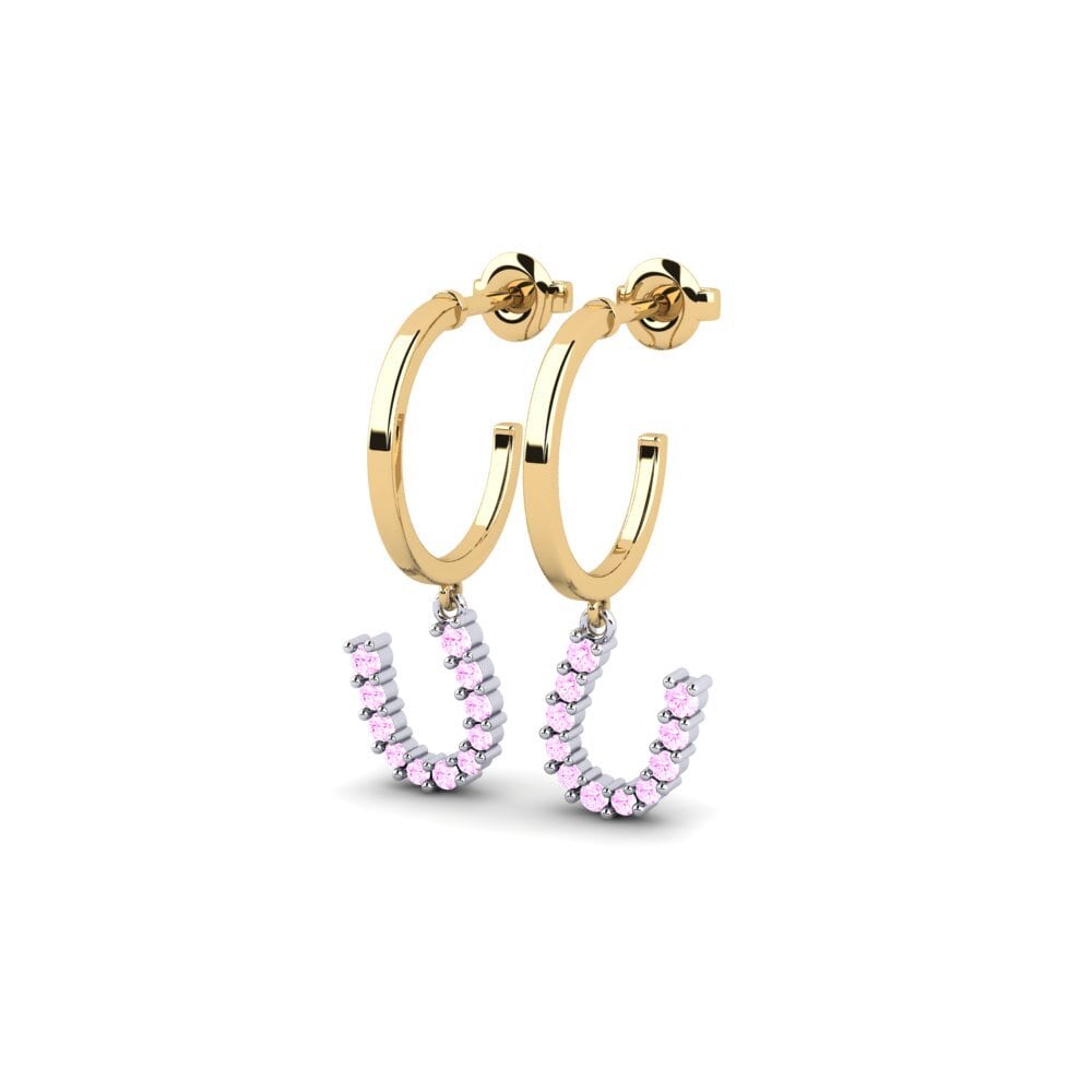 14k Oro Amarillo & Blanco Zafiro Rosado Pendiente de mujer Breytilegt