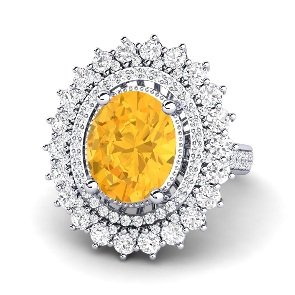 White Silver Citrine Engagement Ring Brianica