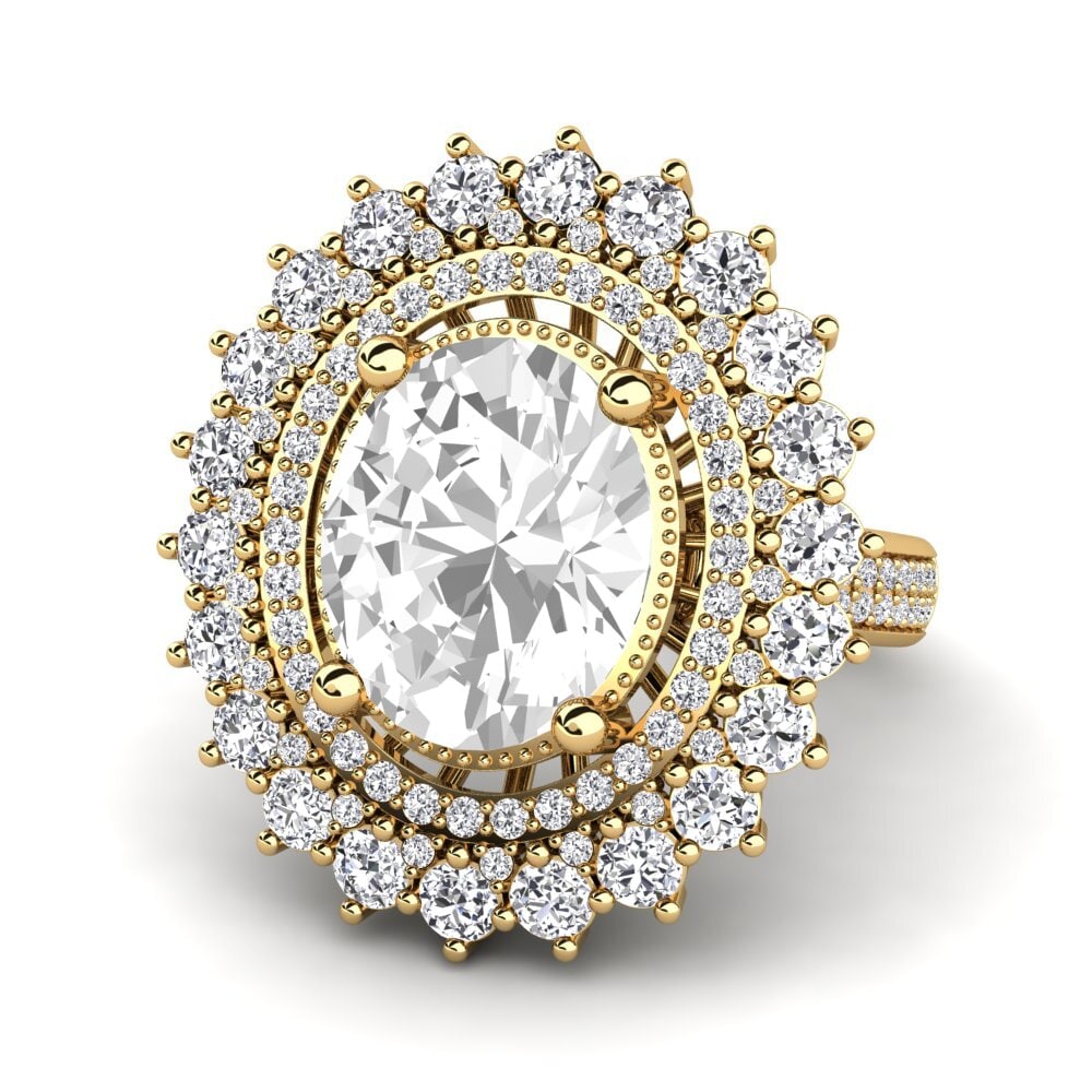 9k Oro Amarillo Topacio blanco Anillo de compromiso Brianica