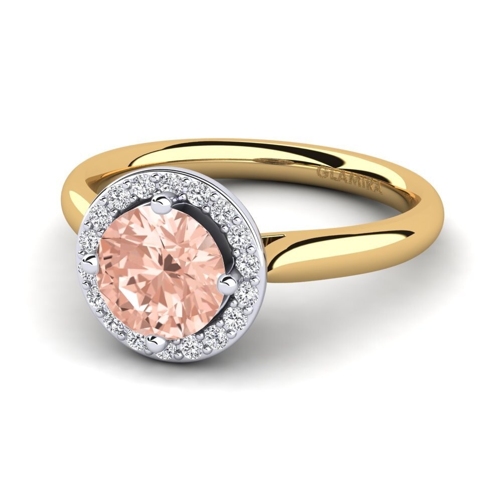 Ringe Halo Morganit 585 Gelb & Weißgold