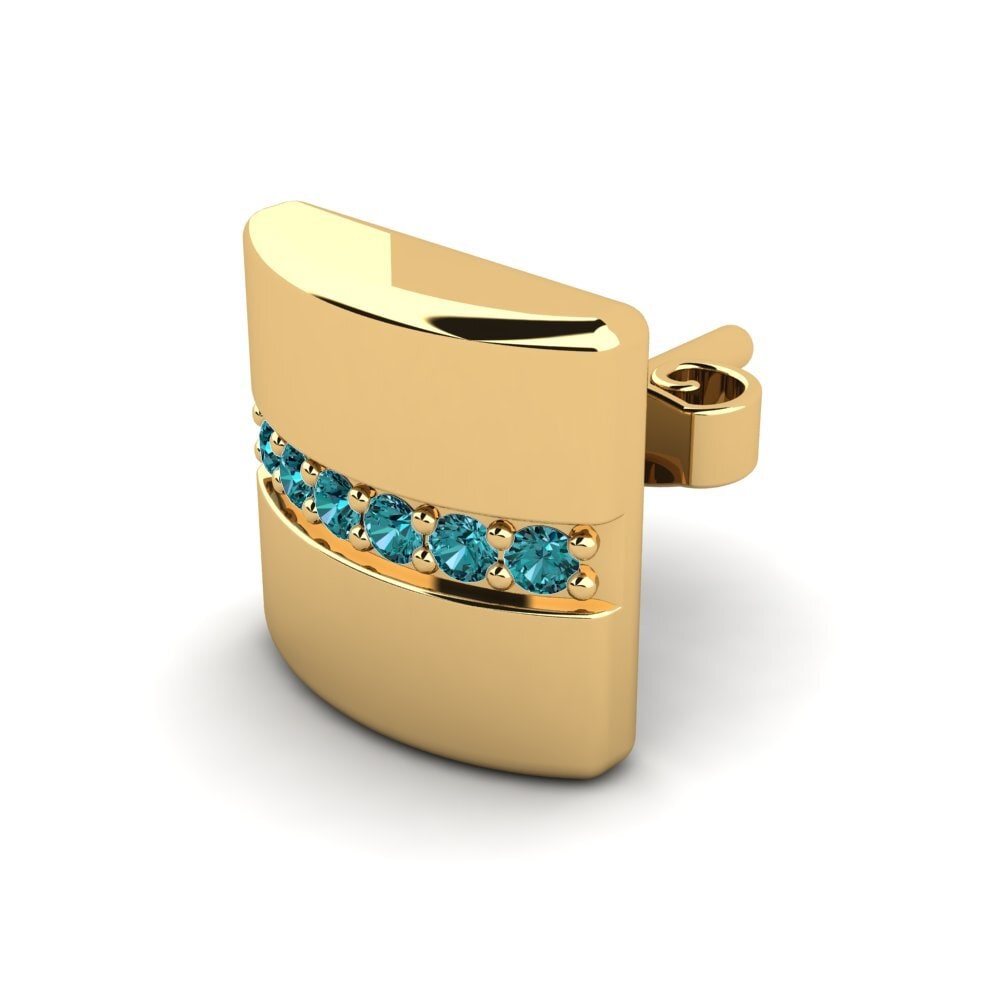 9k Oro Amarillo Diamante Azul Pendiente para hombre Bricius