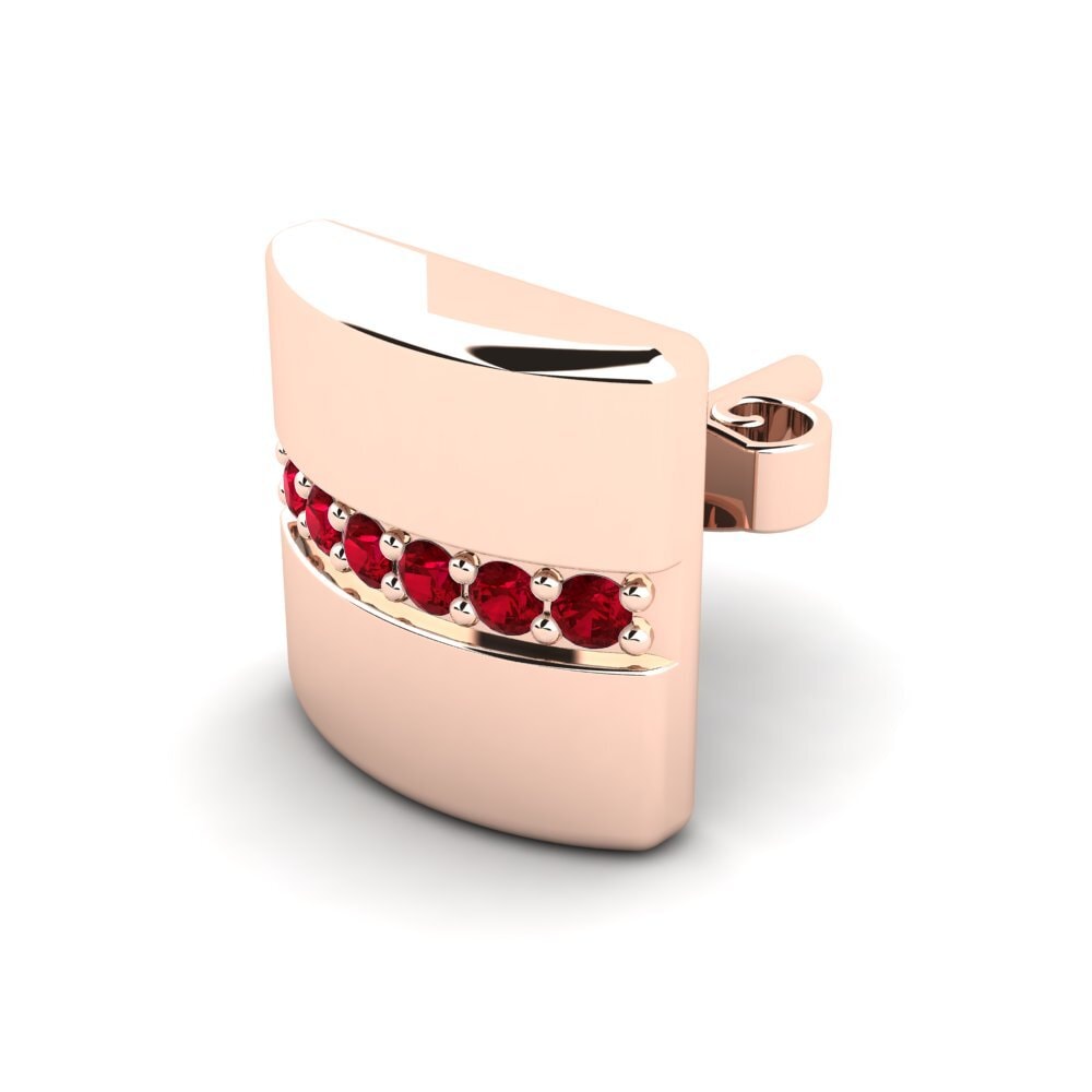 14k Oro Rosa Circonita Roja Pendiente para hombre Bricius