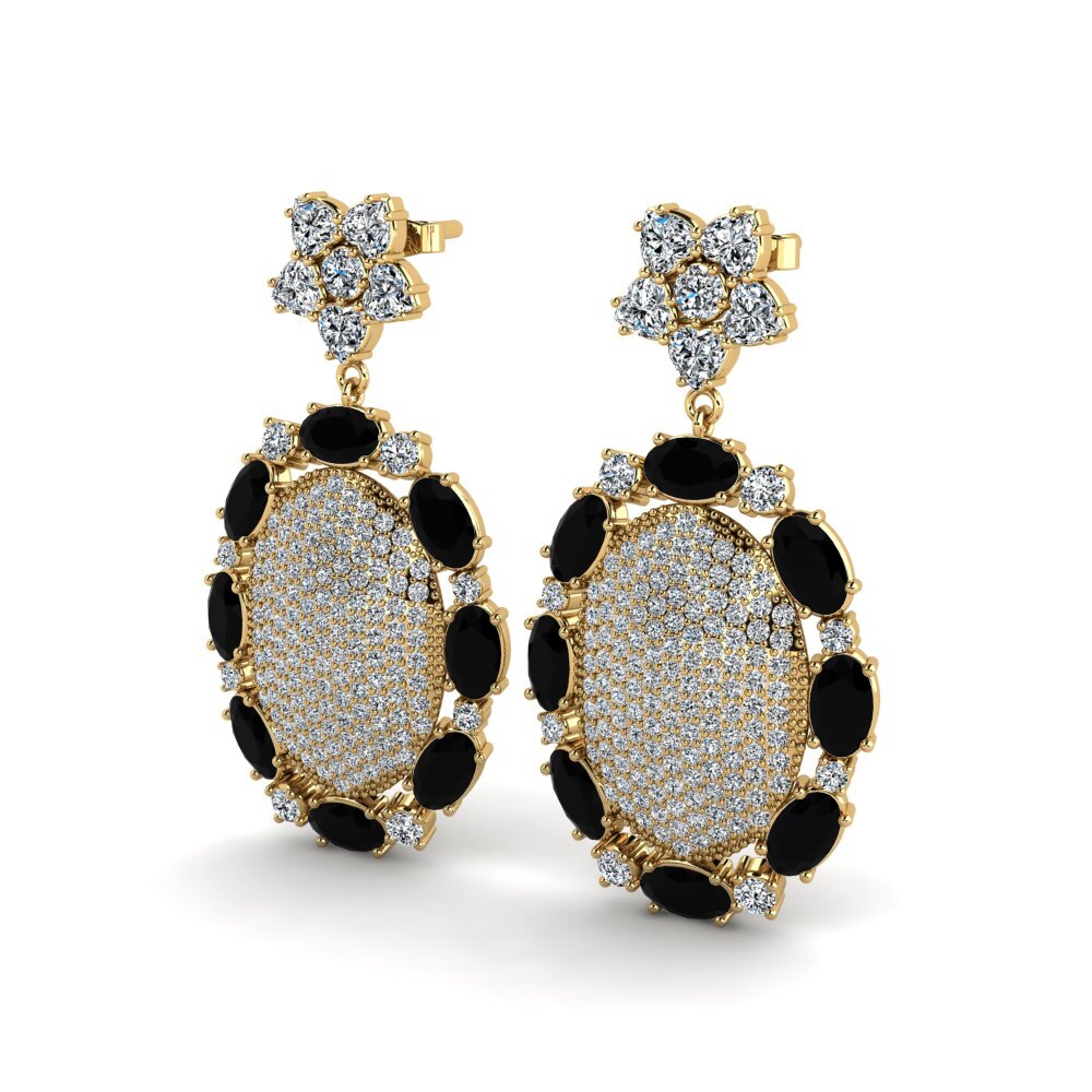 Ovalado Diamante Negro Pendiente de mujer Bricken