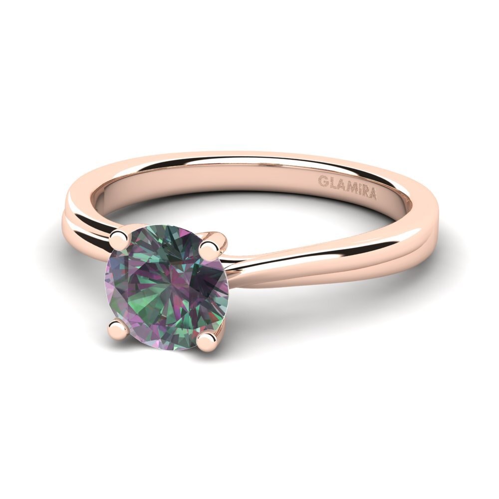 14k Oro Rosa Topacio Místico Anillo de compromiso Bridal Choice 1.0crt