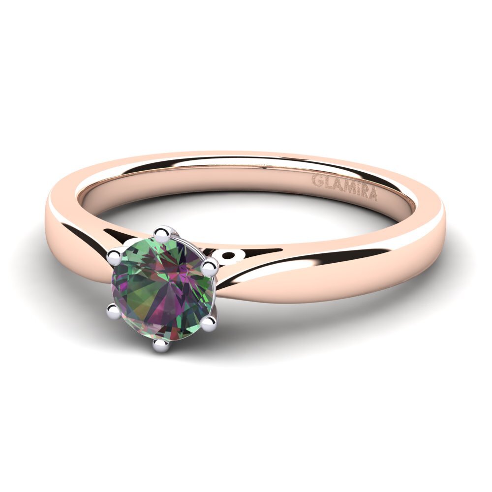 9ct Rose & White Gold Mystic Topaz Engagement Ring Bridal Glory