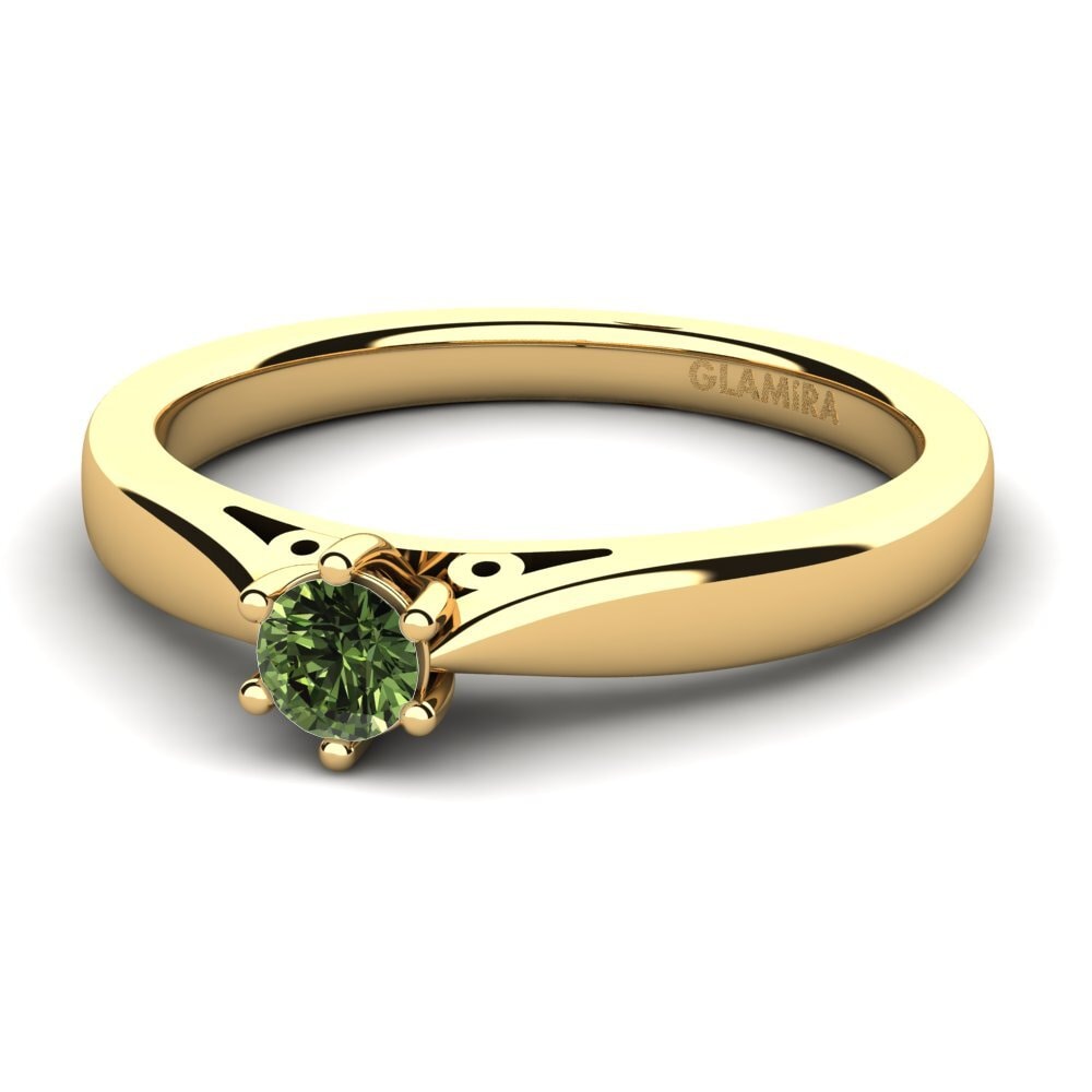 Zafiro Verde Anillo de compromiso Bridal Glory 0.16crt