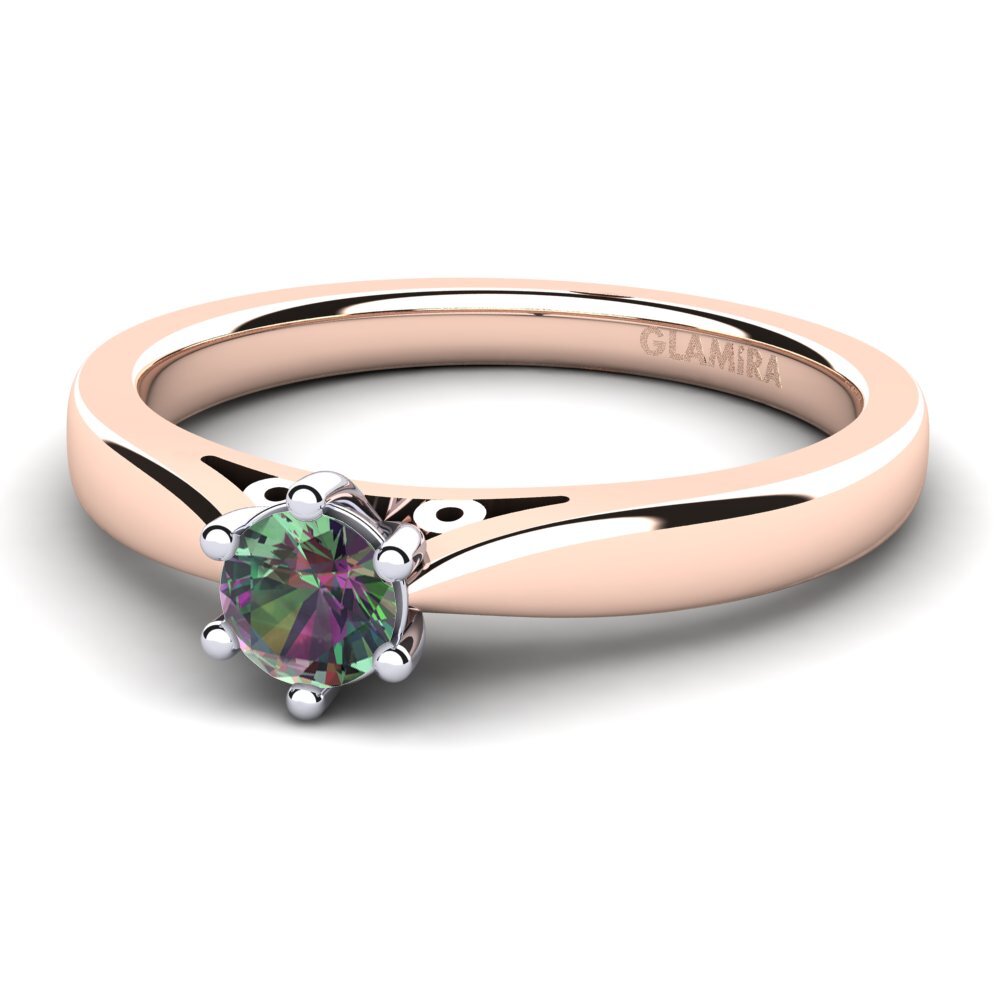 9ct Rose & White Gold Mystic Topaz Engagement Ring Bridal Glory 0.25 crt