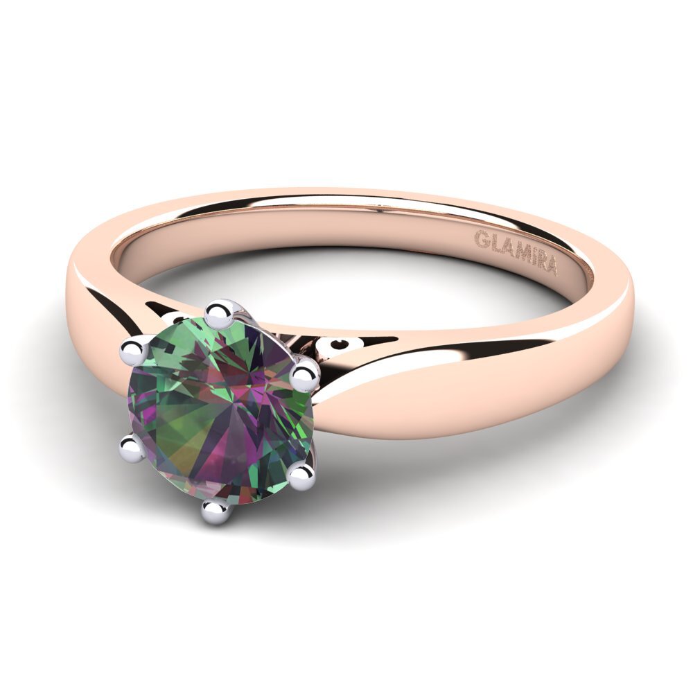 9ct Rose & White Gold Mystic Topaz Engagement Ring Bridal Glory 1.0 crt