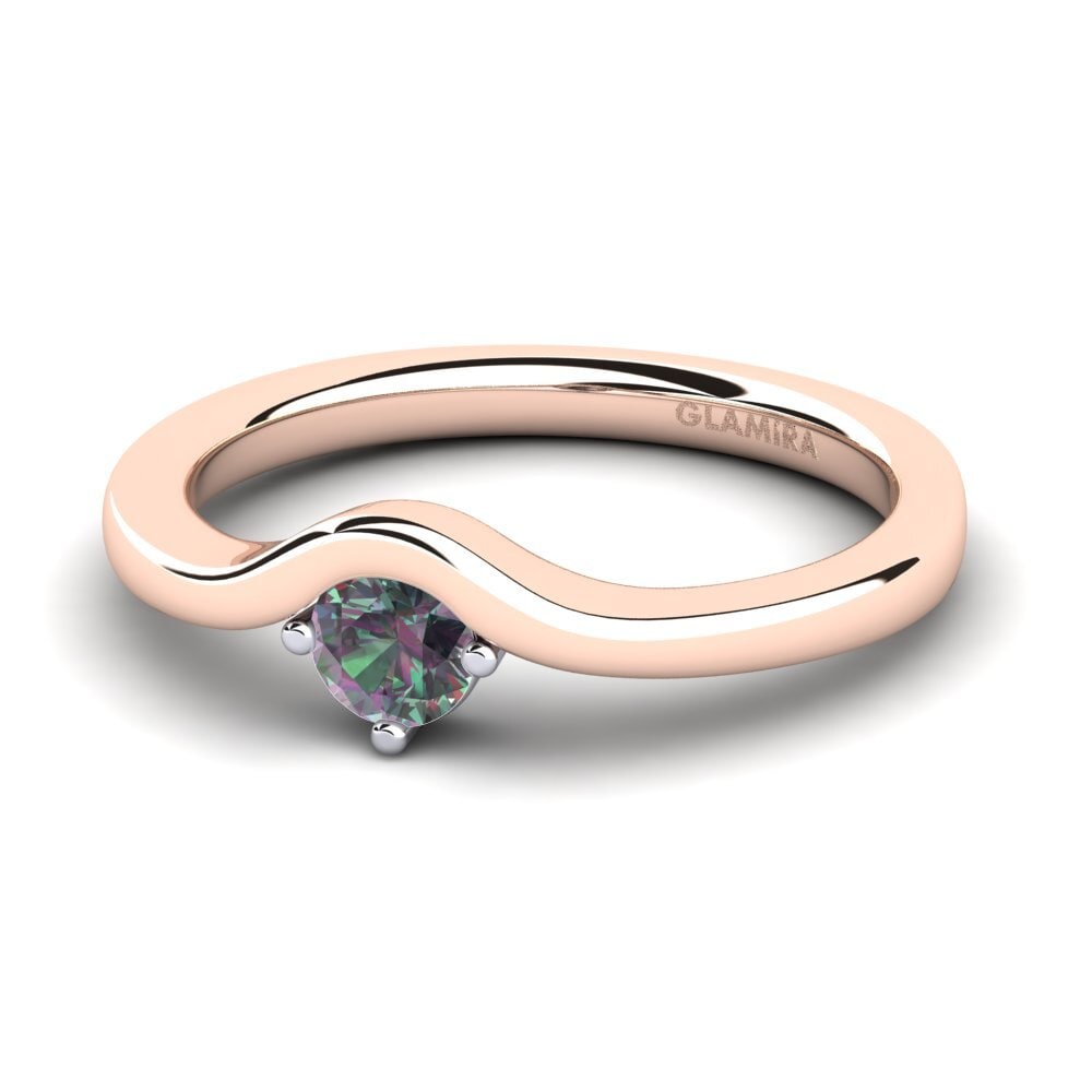 9ct Rose & White Gold Mystic Topaz Engagement Ring Bridal Love