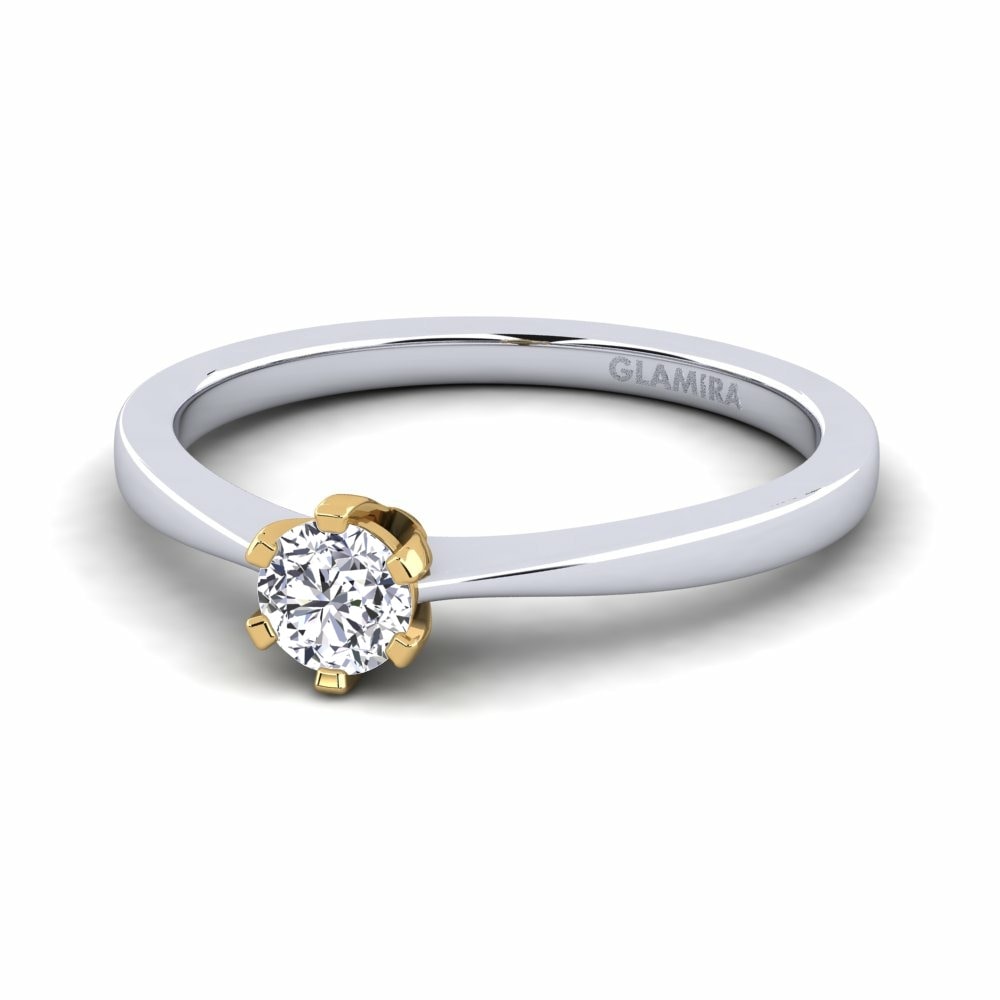 9k White & Yellow Gold Engagement Ring Bridal Rise