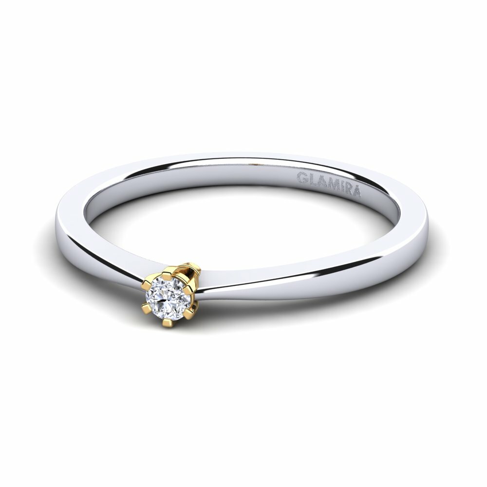 14k Oro Blanco / Amarillo Anillo de Mujer Bridal Rise 0.05crt