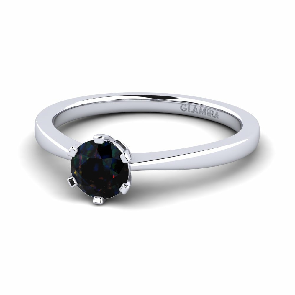 Classic Solitaire Black Opal Rings