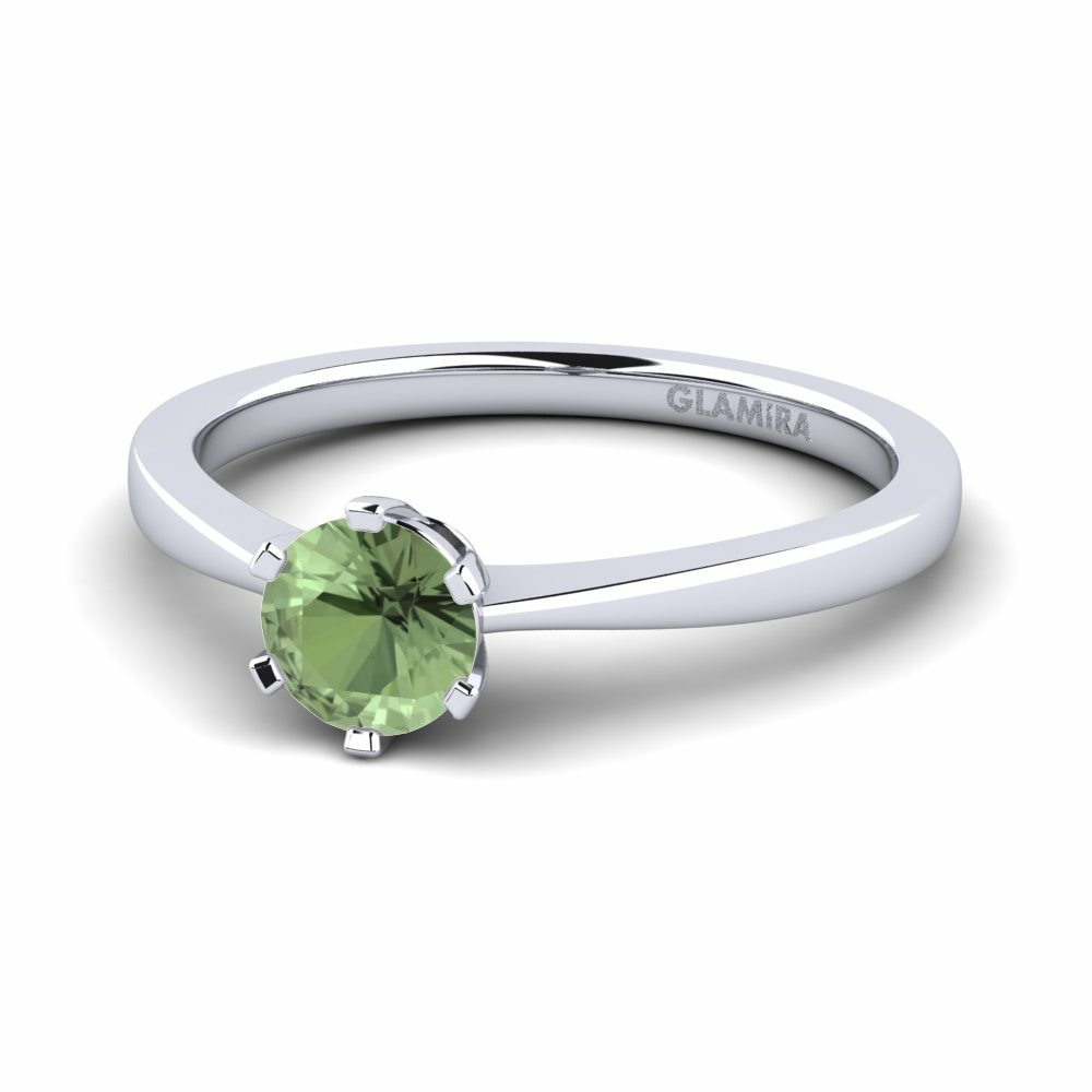 Classic Solitaire Green Sapphire Rings