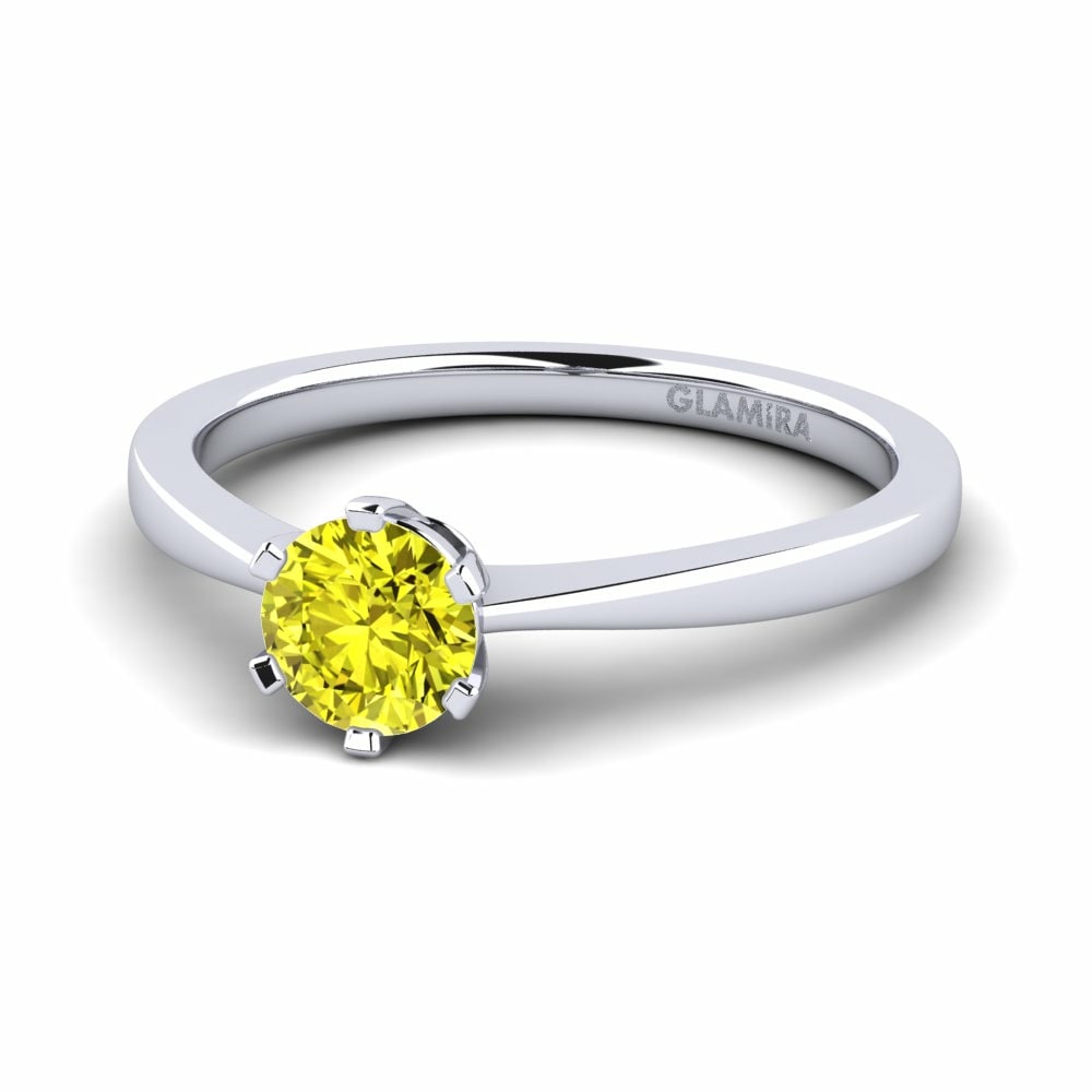 Classic Solitaire Yellow Diamond Rings