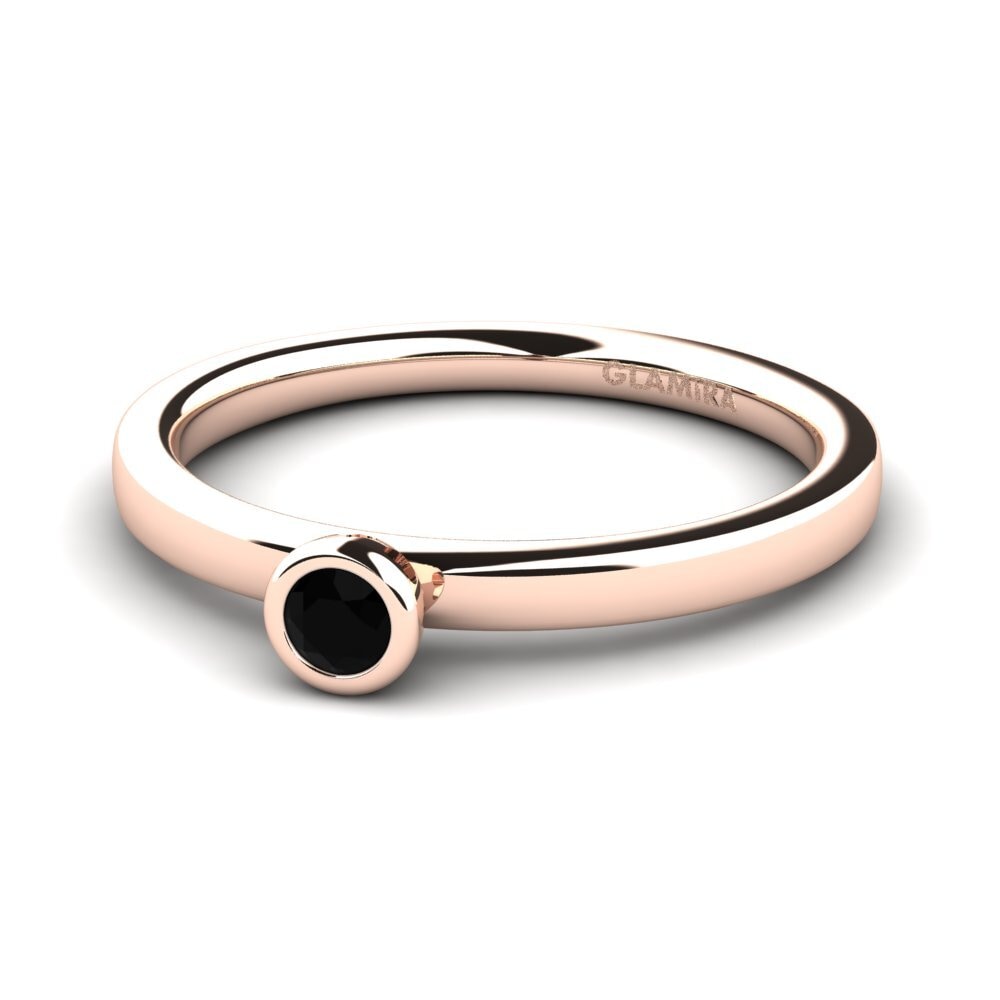 14ct Rose Gold Black Onyx Women's Ring Bridal Passion 0.1 crt