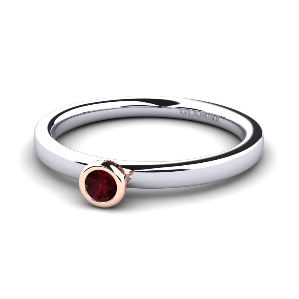 9k Oro Blanco & Rosa Granate Anillo de Mujer Bridal Passion 0.1crt