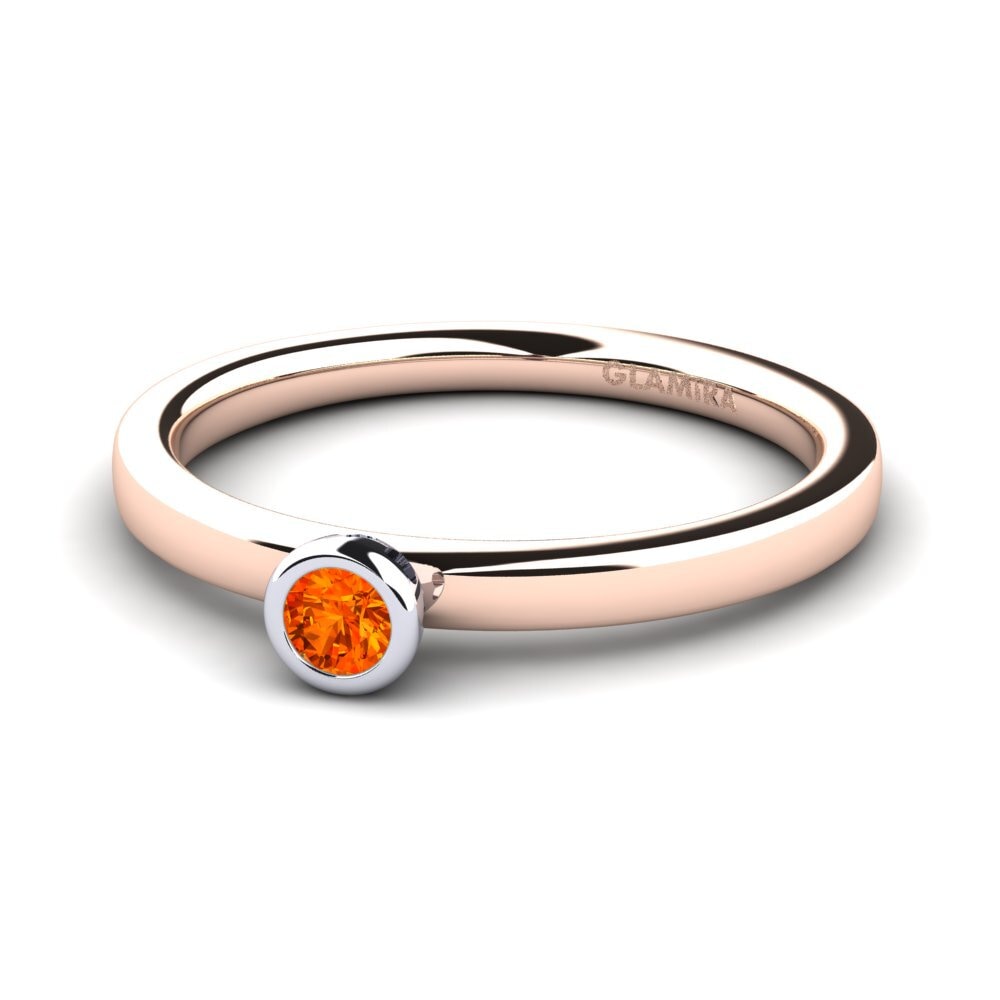 18ct Rose & White Gold Orange Sapphire Women's Ring Bridal Passion 0.1 crt