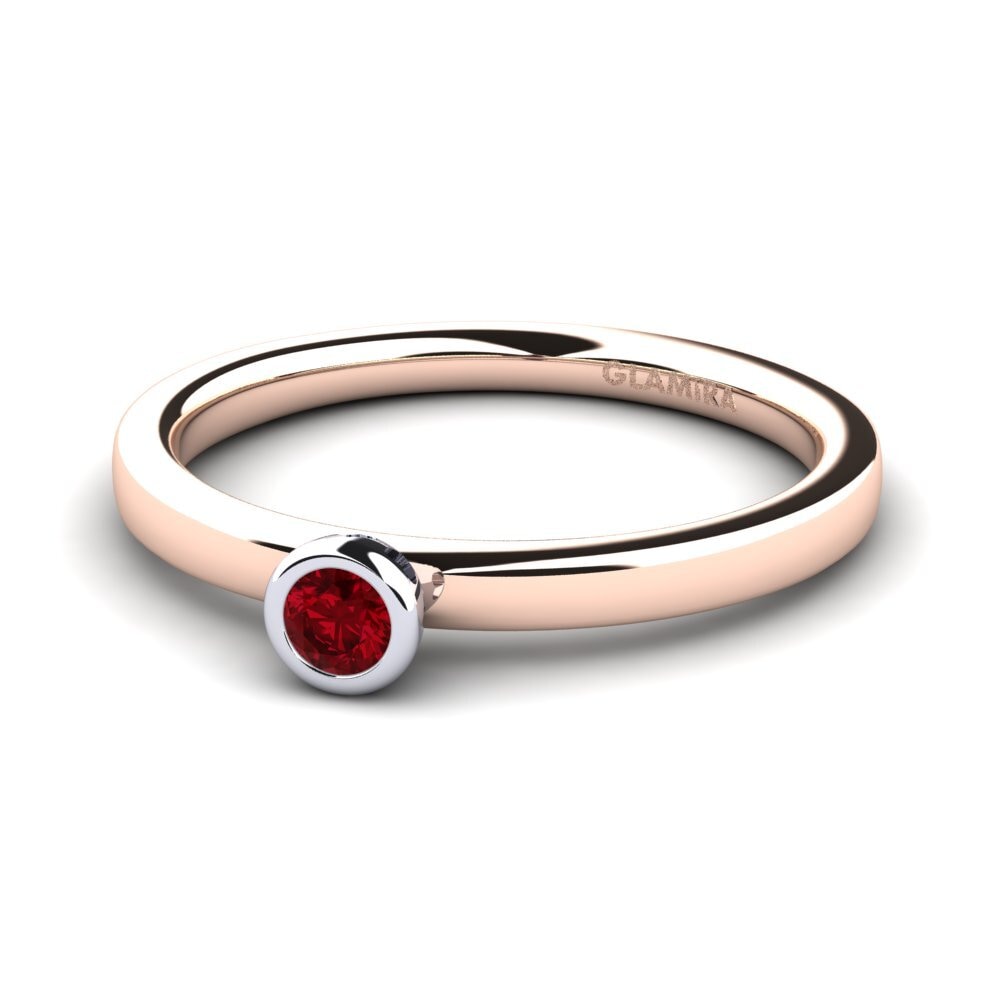 9ct Rose & White Gold Red Zirconia Women's Ring Bridal Passion 0.1 crt