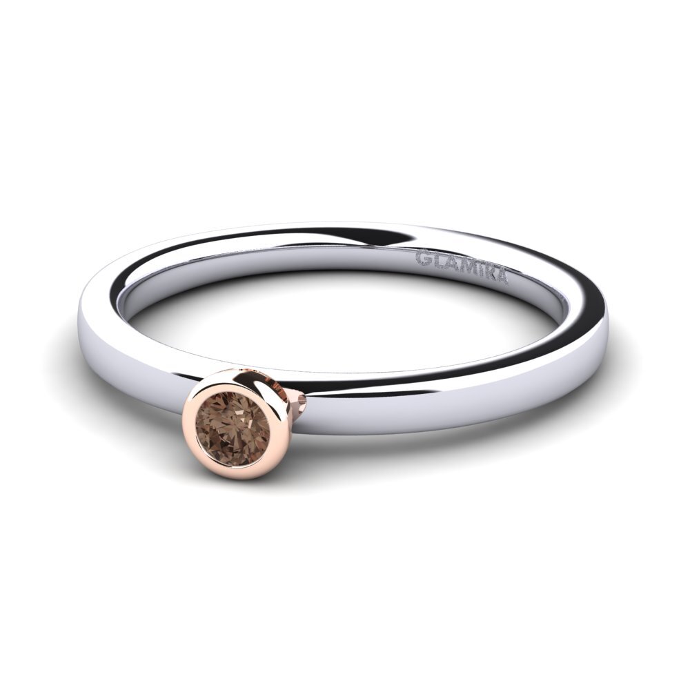 9ct White & Rose Gold Smoky Quartz Women's Ring Bridal Passion 0.1 crt