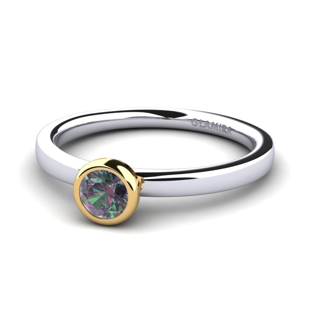 14k Oro Blanco & Amarillo Topacio Místico Anillo de compromiso Bridal Passion 0.25crt