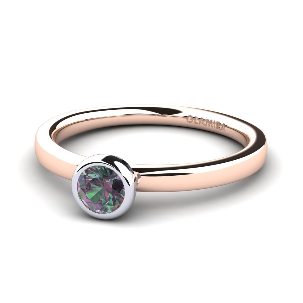 9ct Rose & White Gold Mystic Topaz Engagement Ring Bridal Passion
