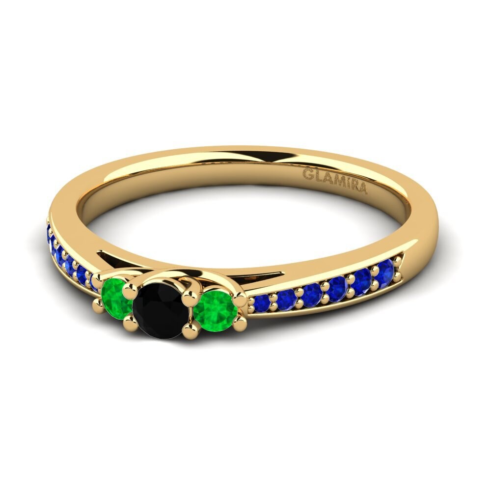14ct Yellow Gold Black Diamond Engagement Ring Brielle