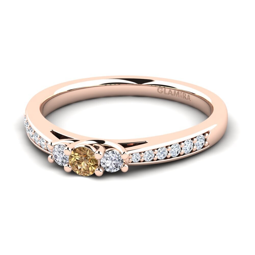 14k Oro Rosa Diamante café Anillo de compromiso Brielle