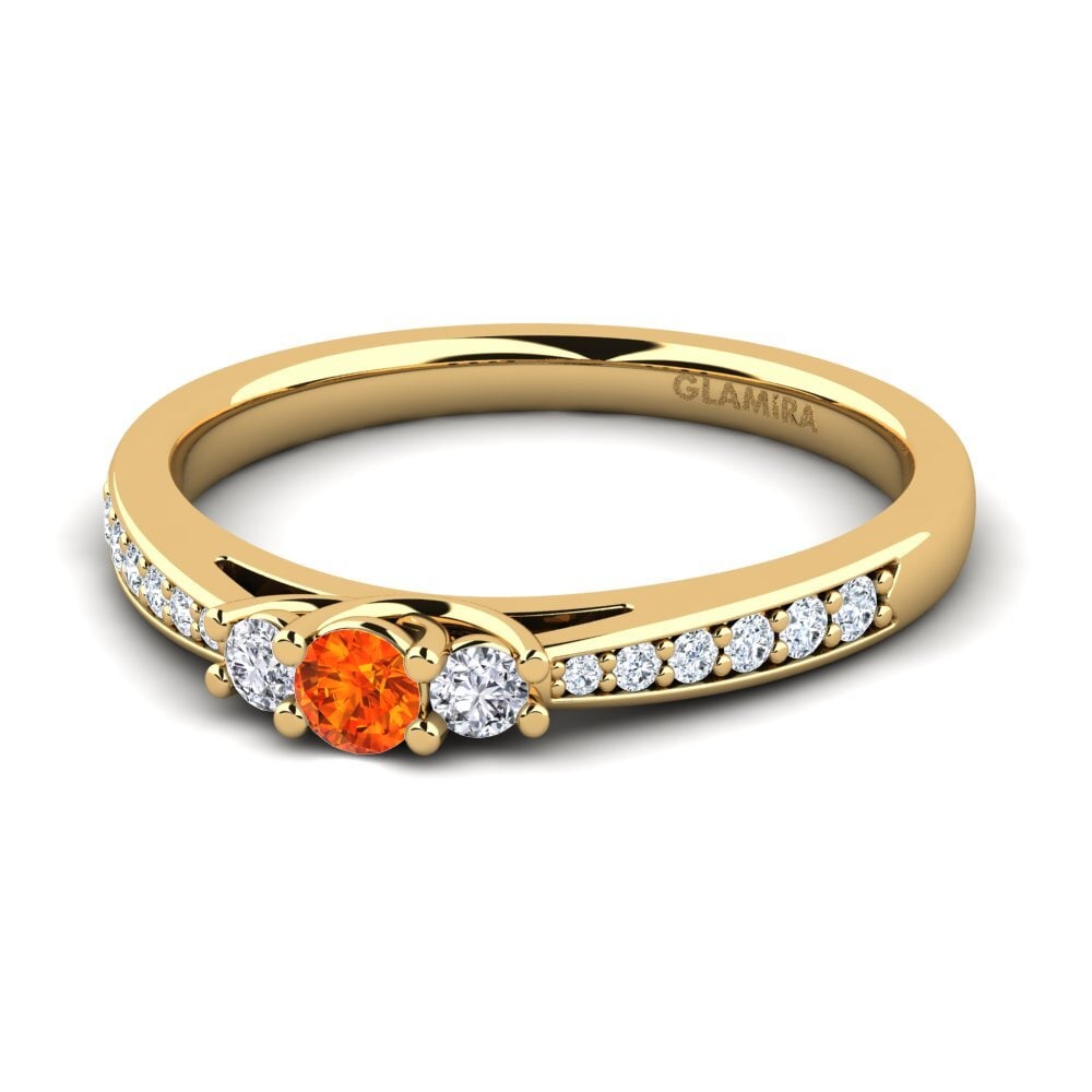18k Oro Amarillo Zafiro Naranja Anillo de compromiso Brielle