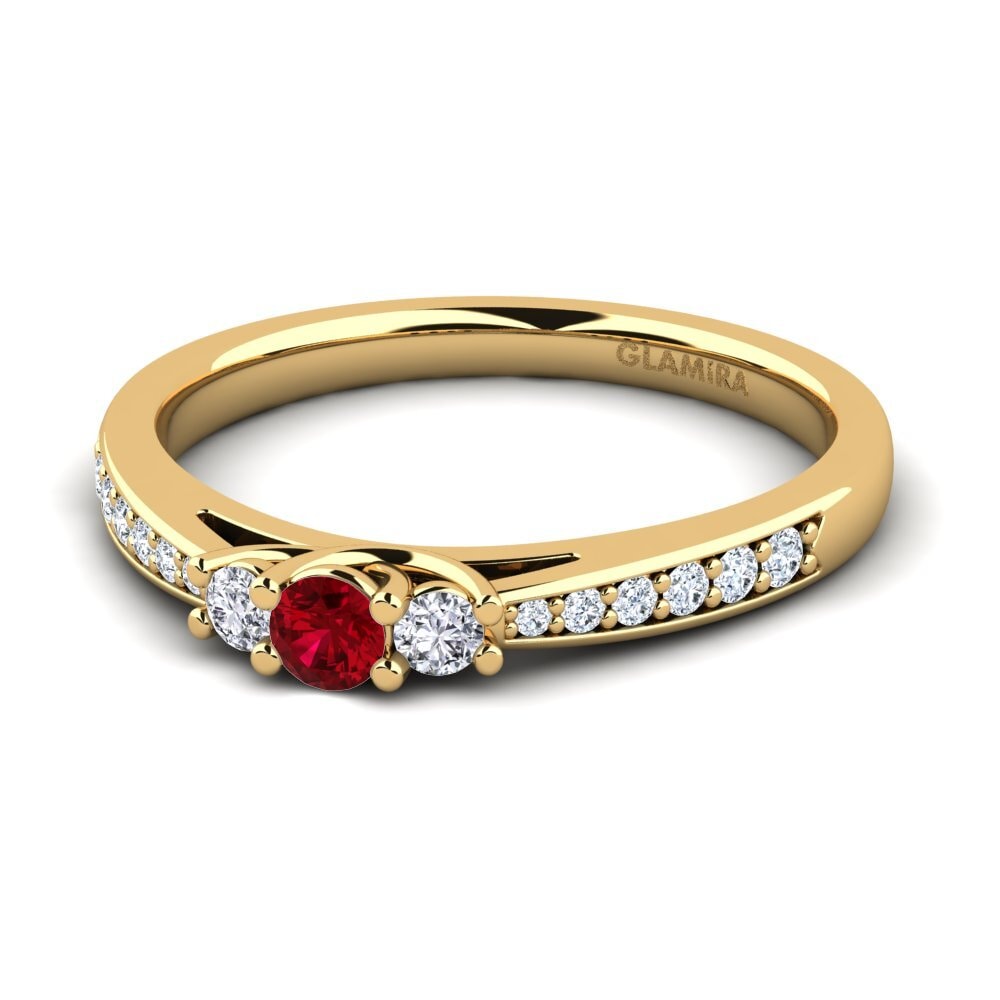 18k Oro Amarillo Circonita Roja Anillo de compromiso Brielle