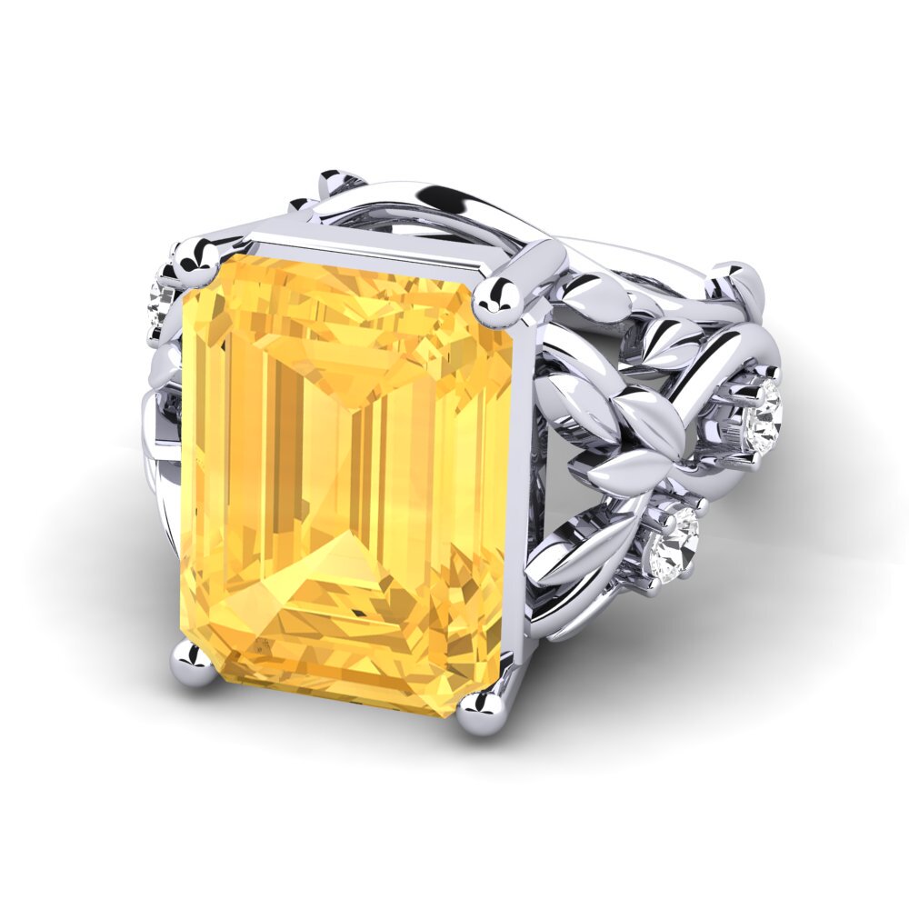 White Silver Citrine Ring Brigette