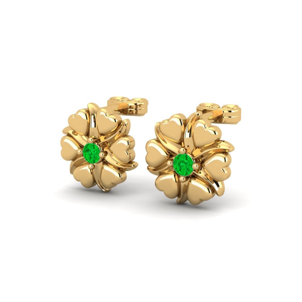 Oro Giallo 750 Smeraldo Orecchino da donna Brigue