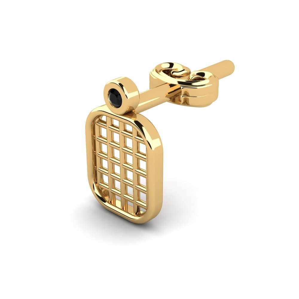 14ct Yellow Gold Black Diamond Men's Earring Brilla