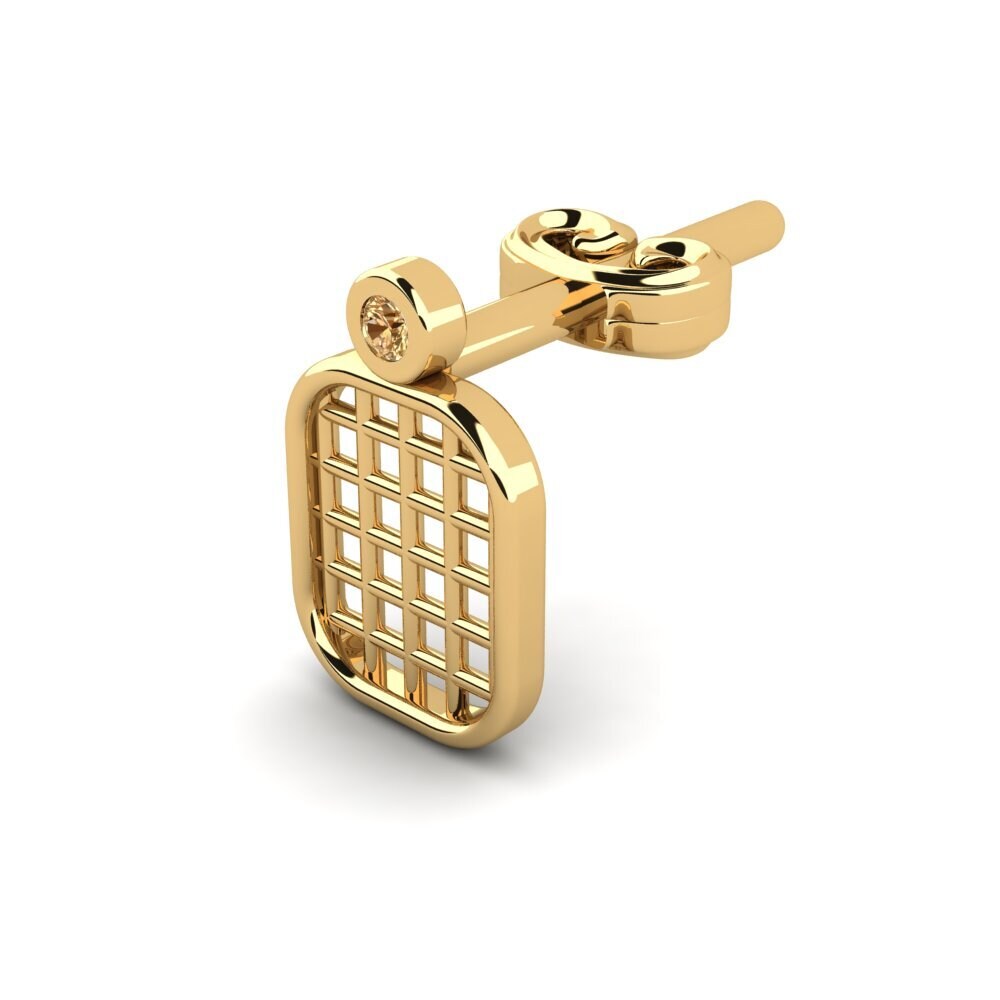 14ct Yellow Gold Brown Diamond Men's Earring Brilla