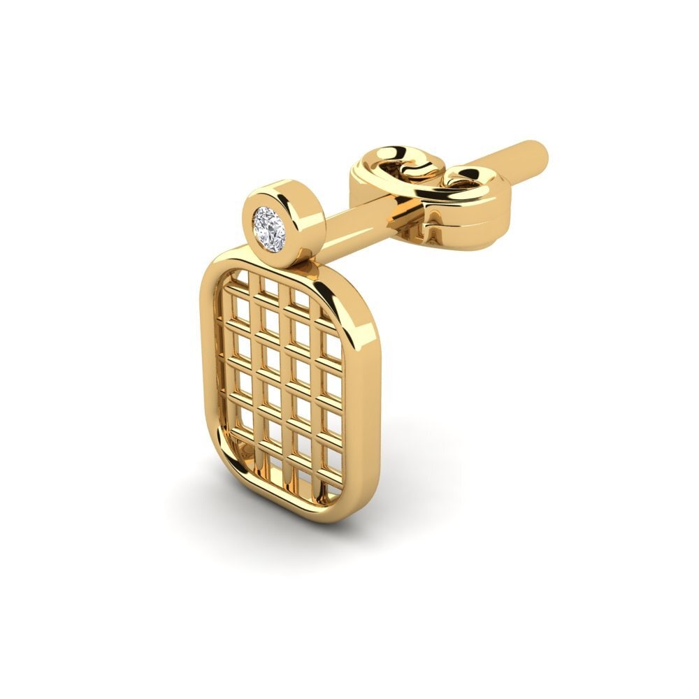 14ct Yellow Gold Diamond Men's Earring Brilla