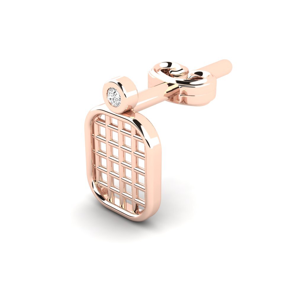 14ct Rose Gold Moissanite Men's Earring Brilla