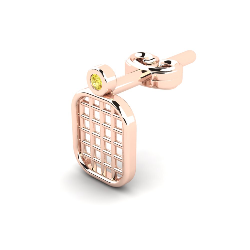 14ct Rose Gold Yellow Sapphire Men's Earring Brilla