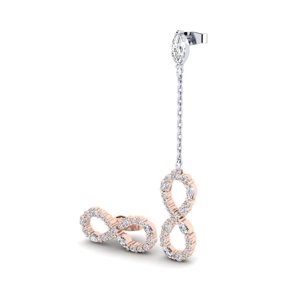 14ct White / Rose Gold Marquise Women's Earring Brilliantami Set