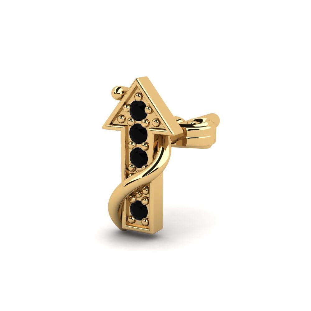 14ct Yellow Gold Black Sapphire Men's Earring Brionne