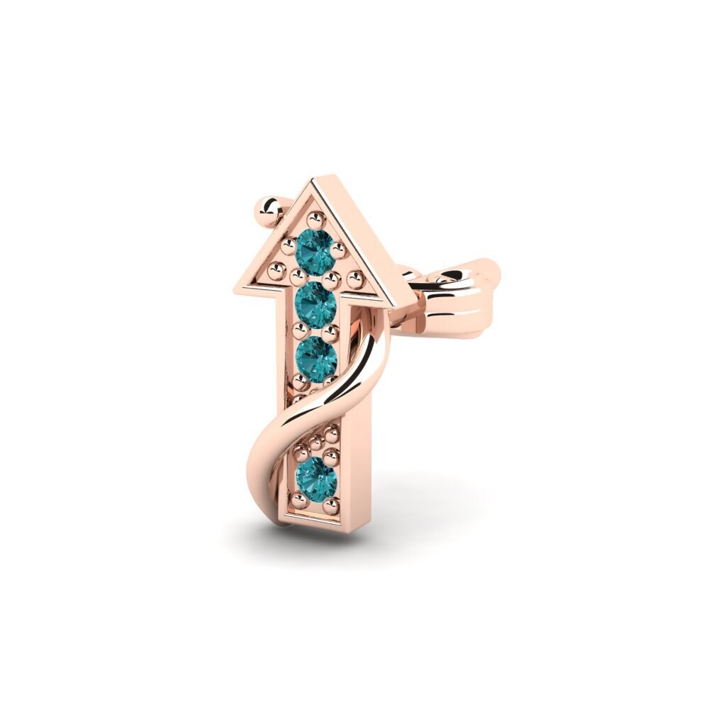 14ct Rose Gold Blue Diamond Men's Earring Brionne