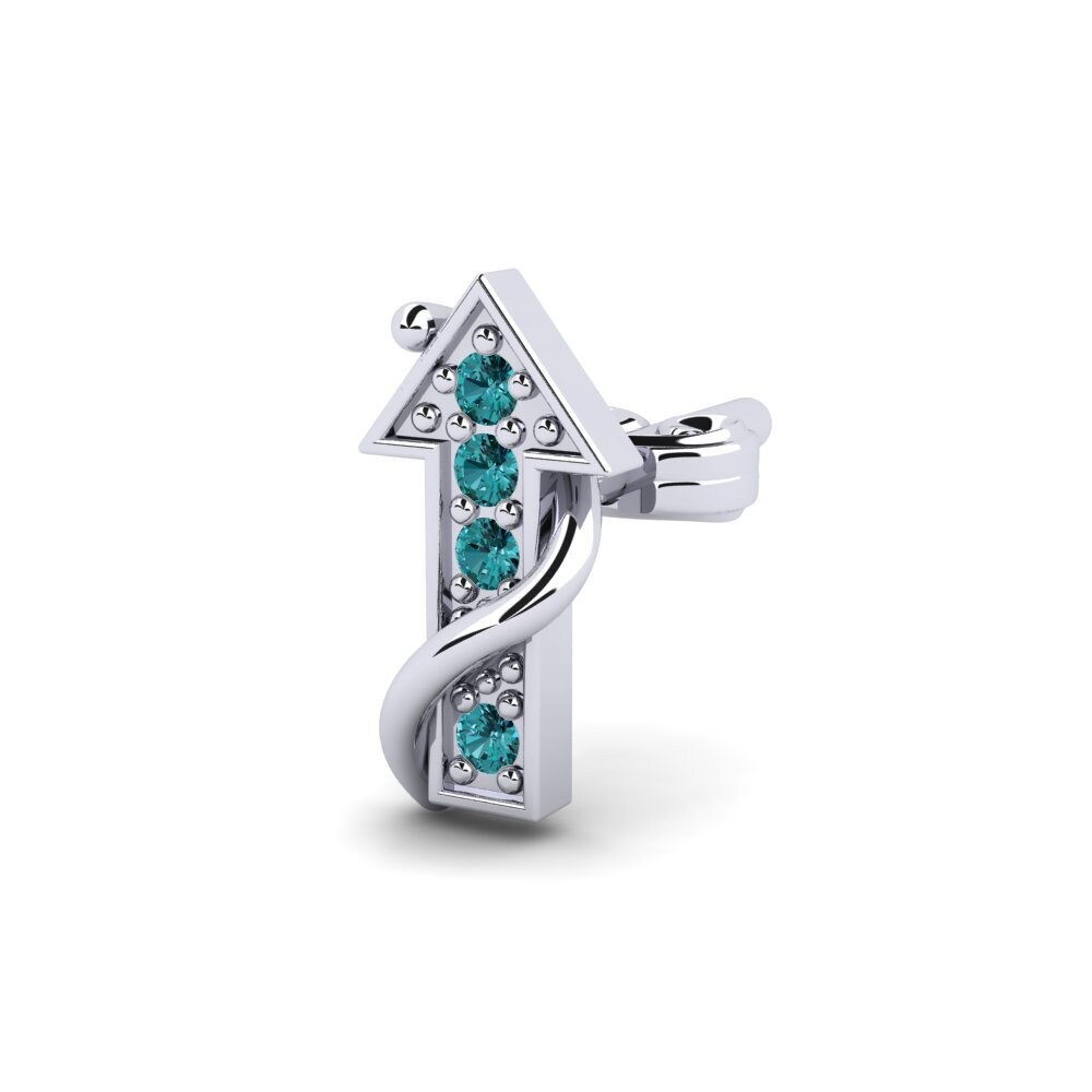 585 Bílé zlato Modrý diamant Pánské náušnice Brionne
