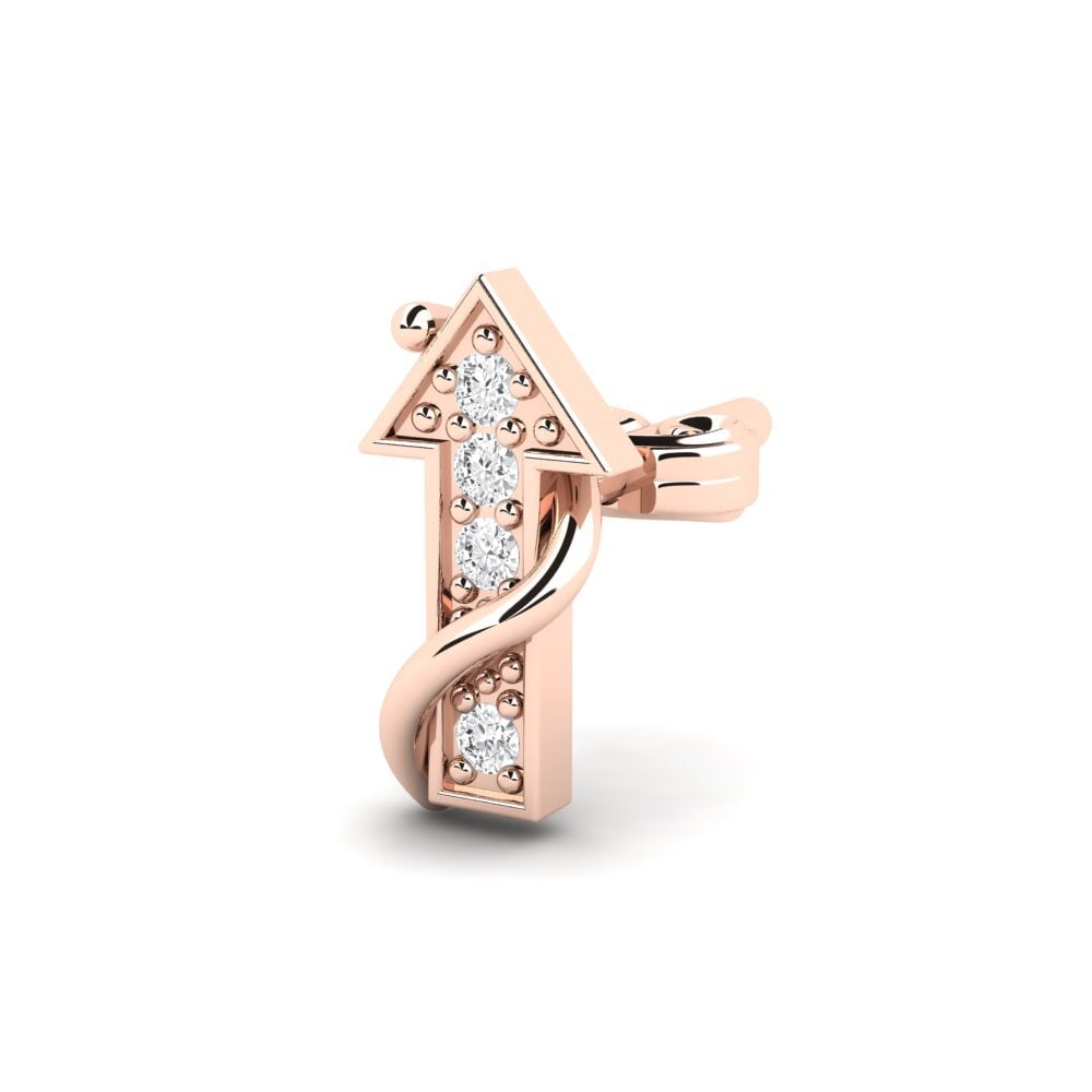 18ct Rose Gold White sapphire Men's Earring Brionne